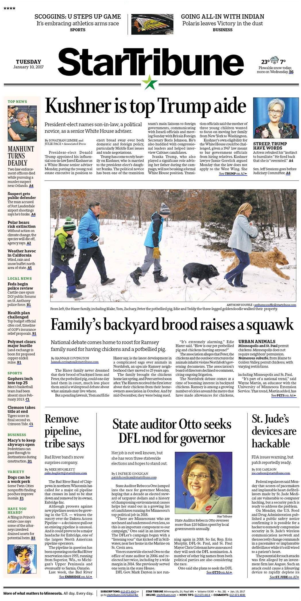 Star Tribune 10 01 2017 front page headline stories Newspaper Front Pages Top
